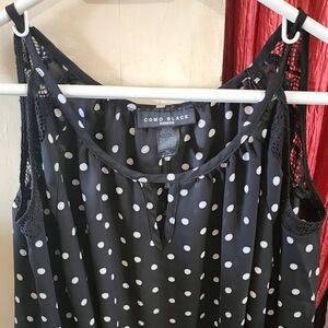 Como Black Woman Whimsical Polka Dot Cold Shoulder Vintage Romantic Top Size 2X